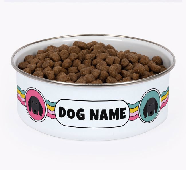 Rainbow Waves: Personalised {breedFullName} Enamel Dog Bowl